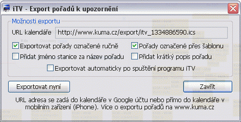 Export po�ad� k upozorn�n�